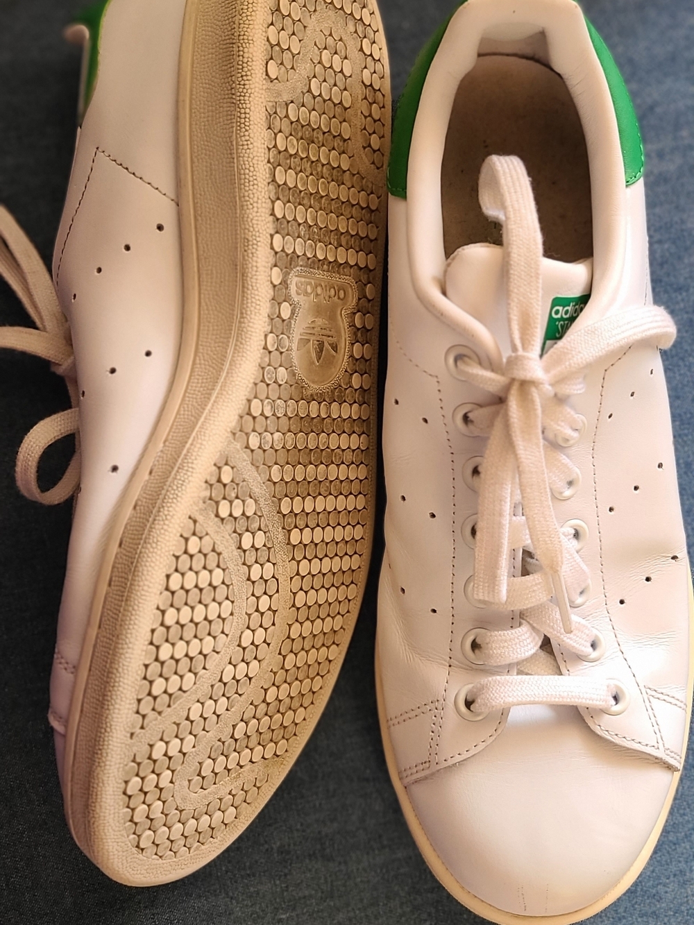 adidas Sam Smith White Sneakers with Green Heel Tab - Men's 9